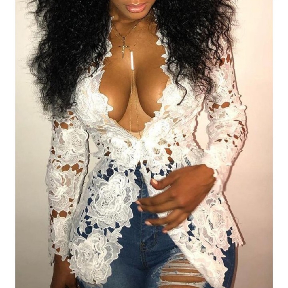 Low Cut Floral Lace Top